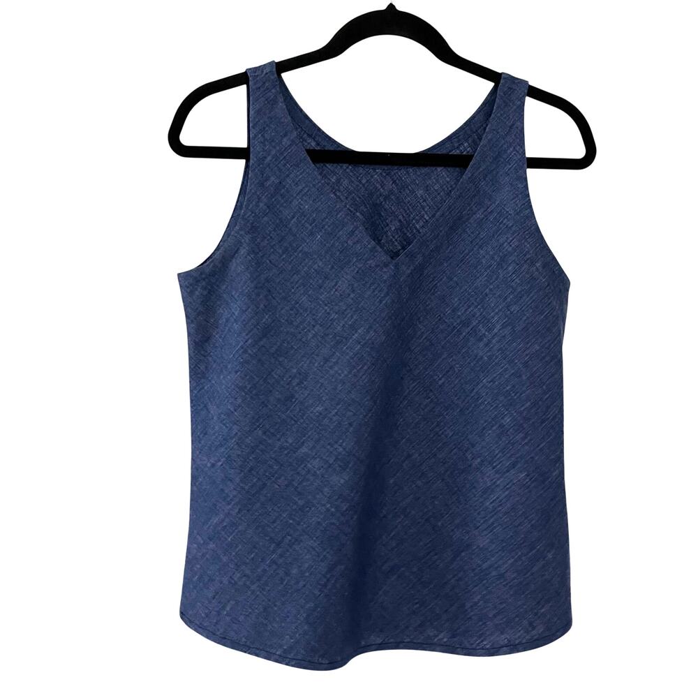 Handmade Reversible 100% Cotton Tank Top Navy V Neck Crew Neck Small French Seam